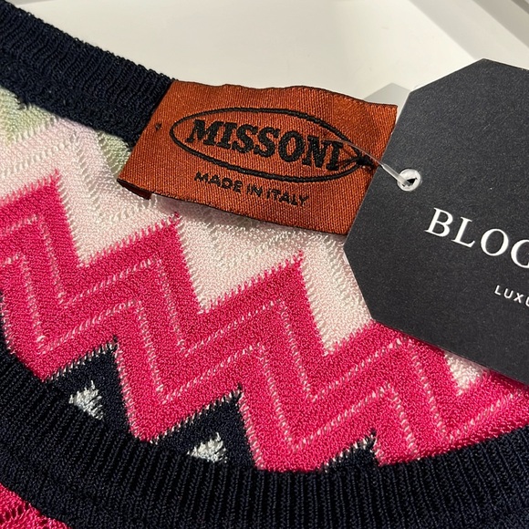 Missoni Pink and Navy Chevron Knit T-Shirt - Picture 6 of 8